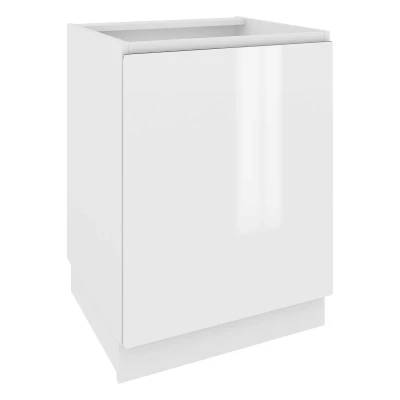 IRENA szigetszekrény - szélesség 60 cm, fényes fehér / fehér, 10 cm lábak