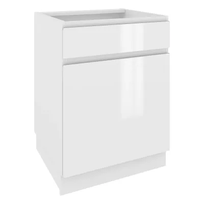 IRENA fiókos mosdószekrény - szélesség 60 cm, fényes fehér / fehér, 15 cm-es lábak