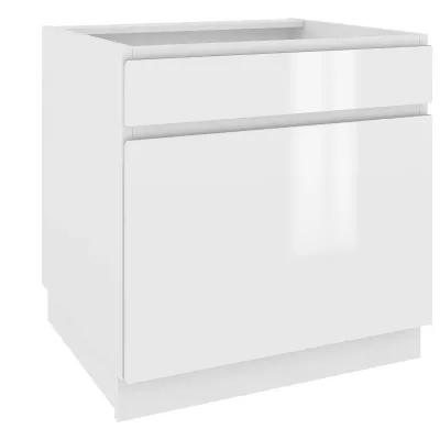 IRENA fiókos mosdószekrény - szélesség 80 cm, fényes fehér / fehér, 10 cm lábak
