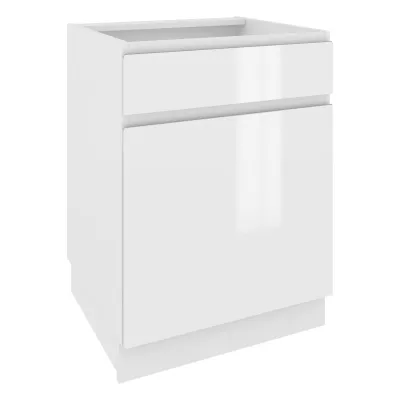 Kombinált alsószekrény IRENA - szélesség 60 cm, fényes fehér, lábak 15 cm
