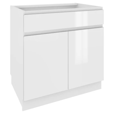 Kombinált alsószekrény IRENA - szélesség 80 cm, fényes fehér, lábak 10 cm