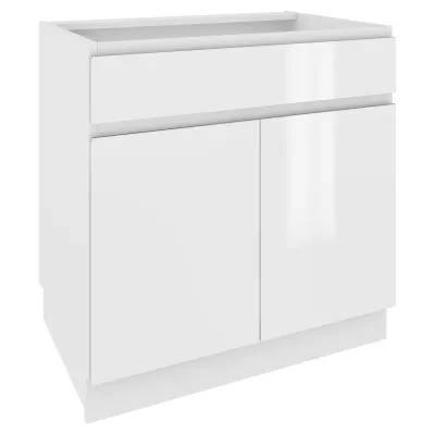 Kombinált alsószekrény IRENA - szélesség 80 cm, fényes fehér, lábak 15 cm