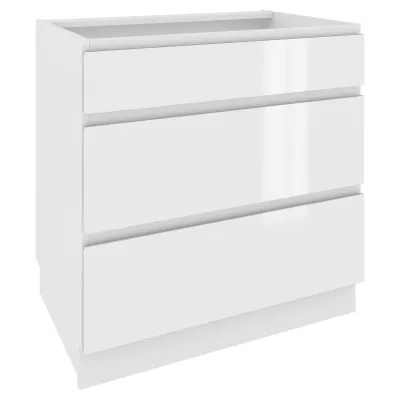 IRENA alsószekrény fiókokkal - szélesség 80 cm, fényes fehér, lábak 15 cm
