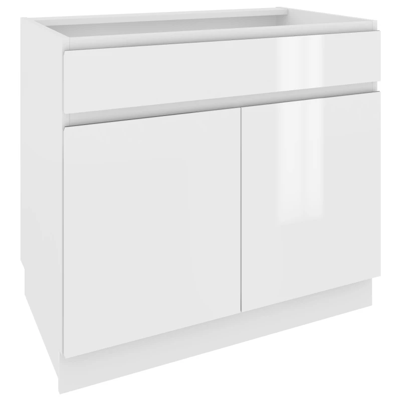 Kombinált alsószekrény IRENA - szélesség 90 cm, fényes fehér, lábak 10 cm