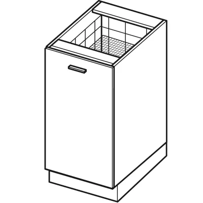 LESJA kihúzható szekrény - szélesség 15 cm, szürke / fehér, lábak 15 cm