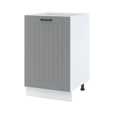 Alsó konyhaszekrény LESJA - szélesség 50 cm, szürke / fehér, lábak 10 cm