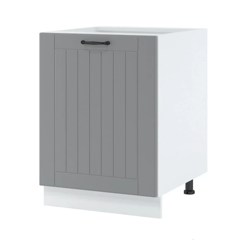 LESJA konyhaszekrény polccal - szélesség 60 cm, szürke / fehér, lábak 10 cm
