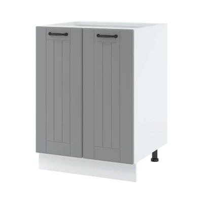 LESJA kétajtós alsó szekrény - szélesség 60 cm, szürke / fehér, lábak 10 cm