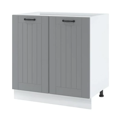 LESJA kétajtós konyhaszekrény - szélesség 80 cm, szürke / fehér, lábak 10 cm