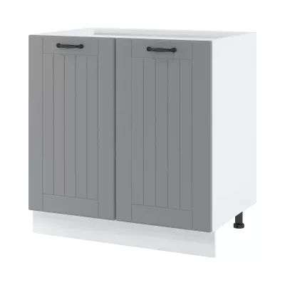 LESJA kétajtós konyhaszekrény - szélesség 80 cm, szürke / fehér, lábak 15 cm