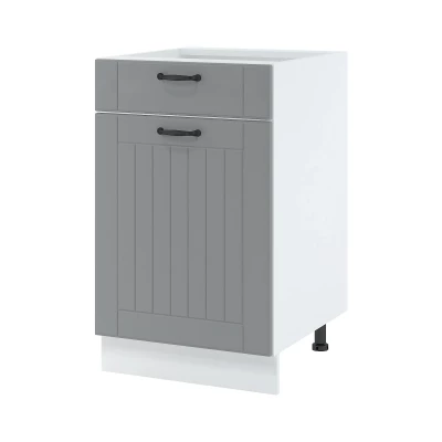 LESJA kombinált alsószekrény - szélesség 50 cm, szürke / fehér, lábak 10 cm