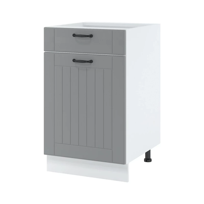 LESJA kombinált alsószekrény - szélesség 50 cm, szürke / fehér, lábak 10 cm