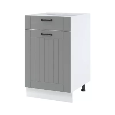 LESJA kombinált alsószekrény - szélesség 50 cm, szürke / fehér, lábak 10 cm