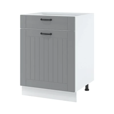 LESJA kombinált alsószekrény - szélesség 60 cm, szürke / fehér, lábak 10 cm
