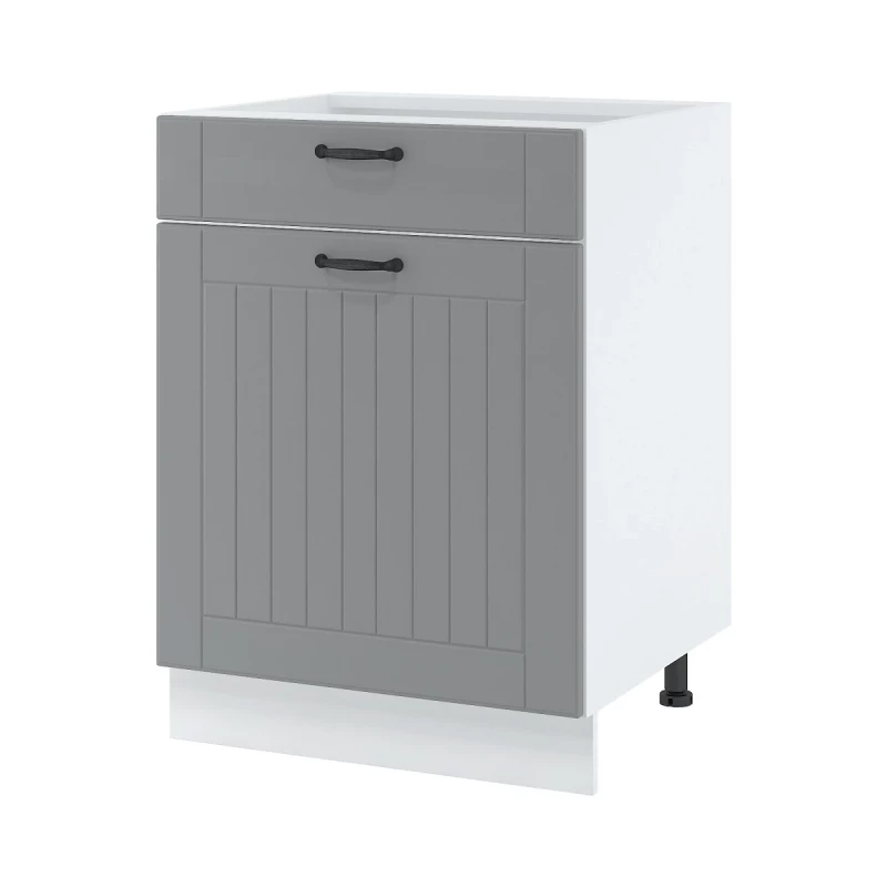 LESJA kombinált alsószekrény - szélesség 60 cm, szürke / fehér, lábak 10 cm