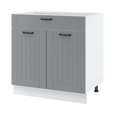 LESJA kombinált alsószekrény - szélesség 80 cm, szürke / fehér, lábak 10 cm