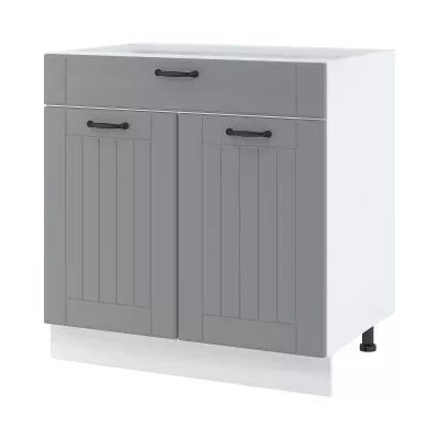 LESJA kombinált alsószekrény - szélesség 80 cm, szürke / fehér, lábak 10 cm