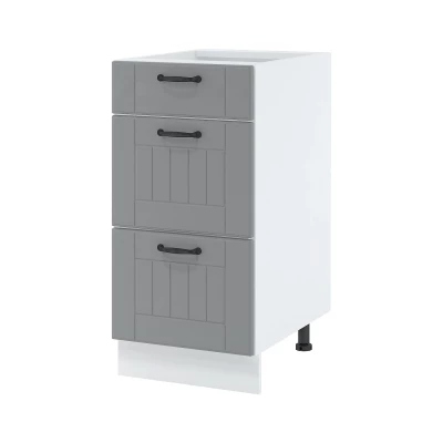 LESJA alsószekrény fiókokkal - szélesség 40 cm, szürke / fehér, lábak 15 cm