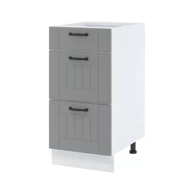 LESJA alsószekrény fiókokkal - szélesség 40 cm, szürke / fehér, lábak 15 cm