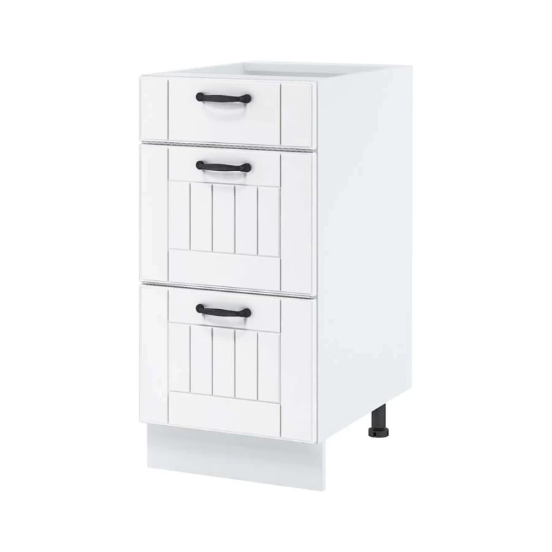 LESJA alsószekrény fiókokkal - szélesség 40 cm, fehér, lábak 10 cm