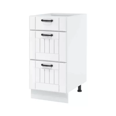 LESJA alsószekrény fiókokkal - szélesség 40 cm, fehér, lábak 15 cm