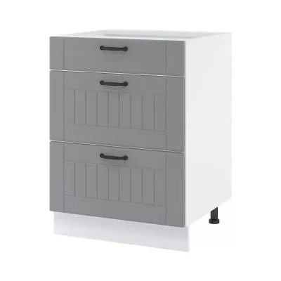 LESJA alsószekrény fiókokkal - szélesség 60 cm, szürke / fehér, lábak 10 cm