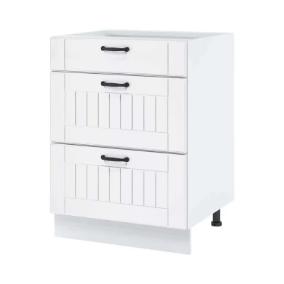 LESJA alsószekrény fiókokkal - szélesség 60 cm, fehér, lábak 10 cm