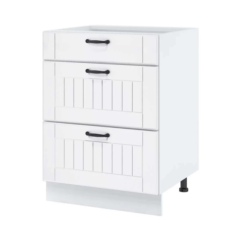 LESJA alsószekrény fiókokkal - szélesség 60 cm, fehér, lábak 10 cm