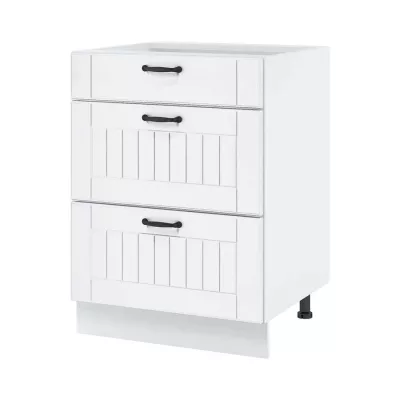 LESJA alsószekrény fiókokkal - szélesség 60 cm, fehér, lábak 15 cm