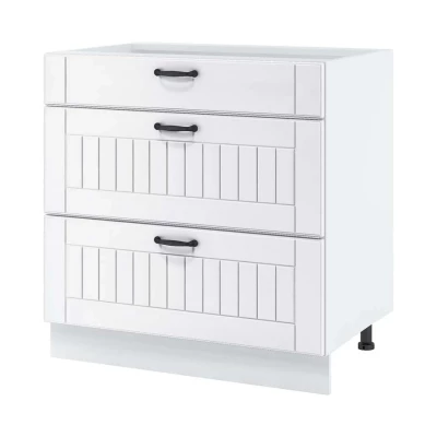 LESJA alsószekrény fiókokkal - szélesség 80 cm, fehér, lábak 10 cm