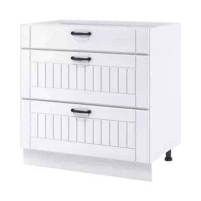 LESJA alsószekrény fiókokkal - szélesség 80 cm, fehér, lábak 10 cm