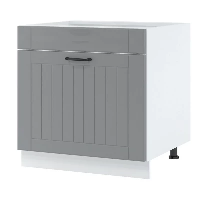 LESJA fiókos mosdószekrény - szélesség 80 cm, szürke / fehér, lábak 10 cm