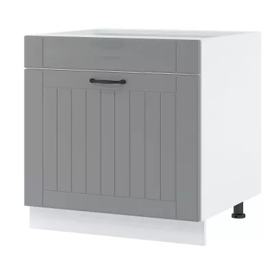 LESJA fiókos mosdószekrény - szélesség 80 cm, szürke / fehér, lábak 15 cm