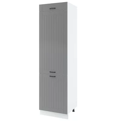 Beépített hűtőszekrény szekrény LESJA - szélesség 60 cm, szürke / fehér, lábak 10 cm