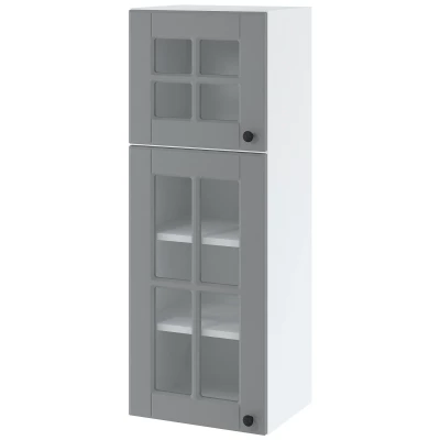 LESJA üveges faliszekrény - szélesség 40 cm, szürke / fehér