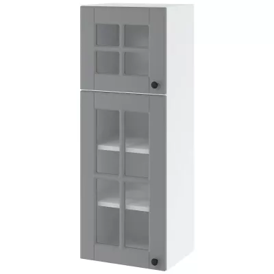 LESJA üveges faliszekrény - szélesség 40 cm, szürke / fehér