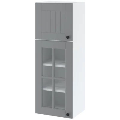 Felső szekrény üvegajtókkal LESJA - szélesség 40 cm, szürke / fehér
