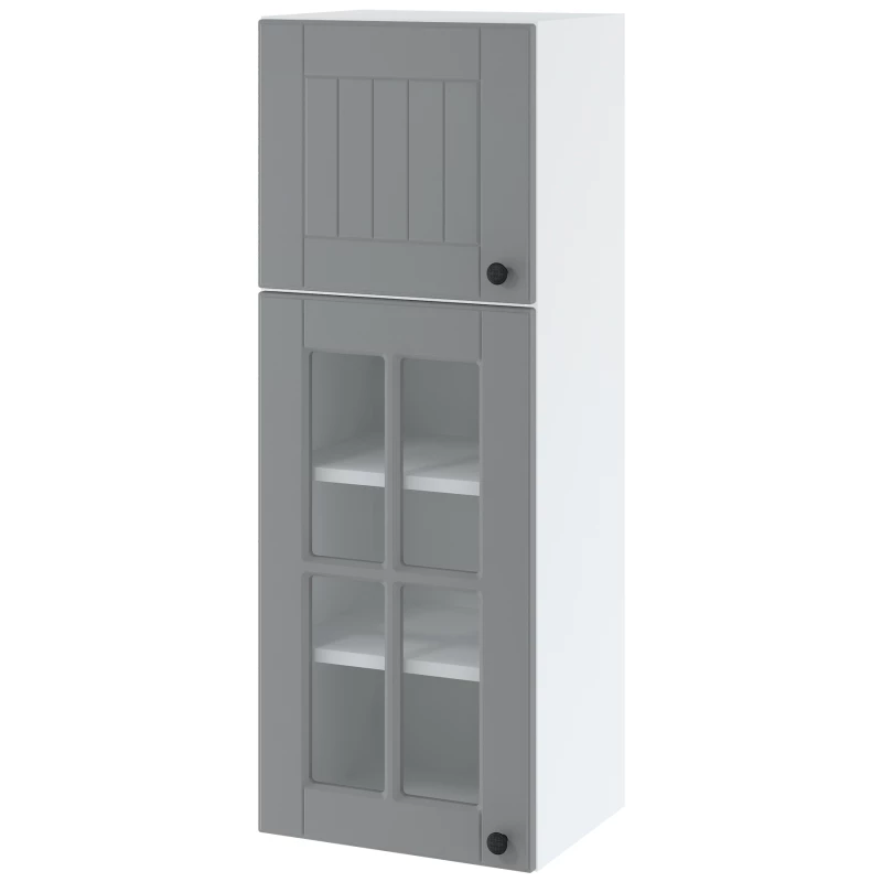 Felső szekrény üvegajtókkal LESJA - szélesség 40 cm, szürke / fehér