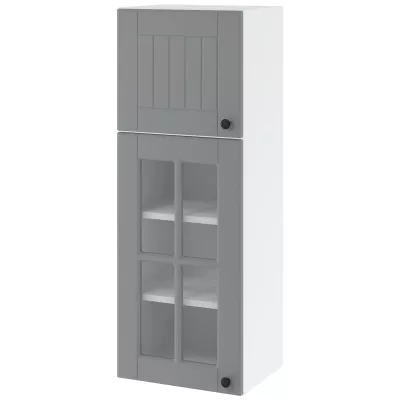 Felső szekrény üvegajtókkal LESJA - szélesség 40 cm, szürke / fehér