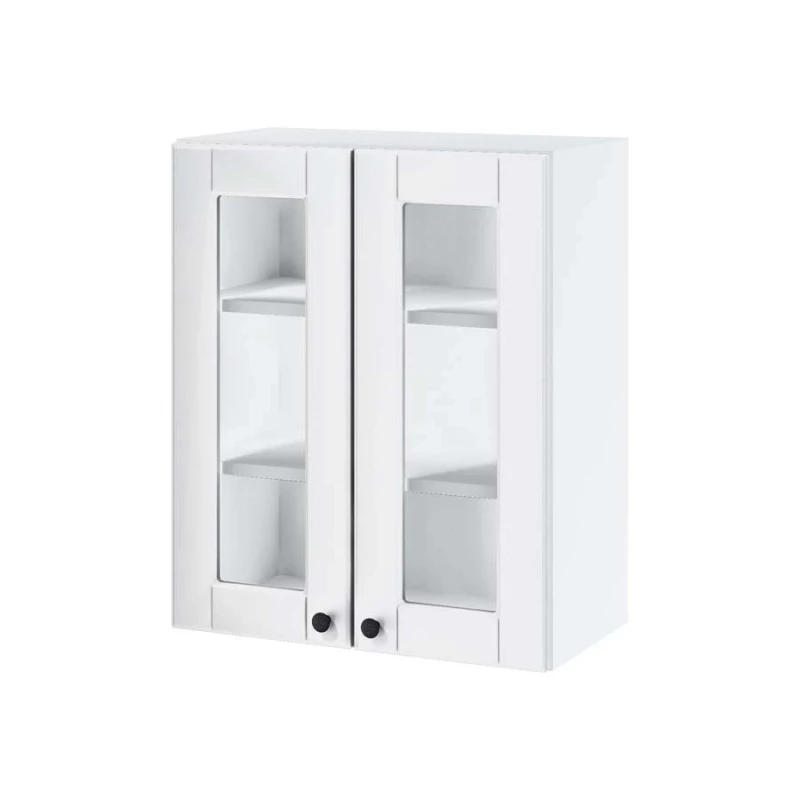 LESJA kétajtós üvegszekrény - szélesség 60 cm, fehér