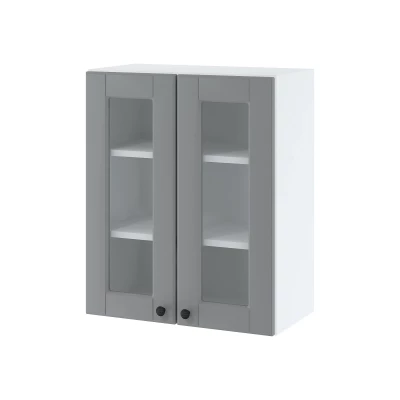 LESJA kétajtós üvegszekrény - szélesség 60 cm, szürke / fehér