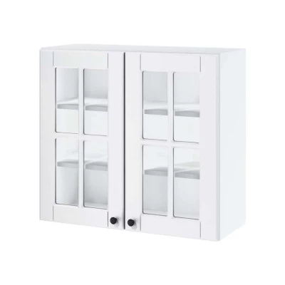 LESJA kétajtós üveges szekrény - szélesség 80 cm, fehér