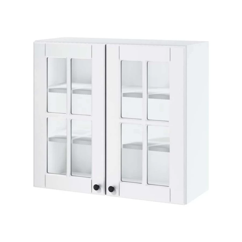 LESJA kétajtós üveges szekrény - szélesség 80 cm, fehér