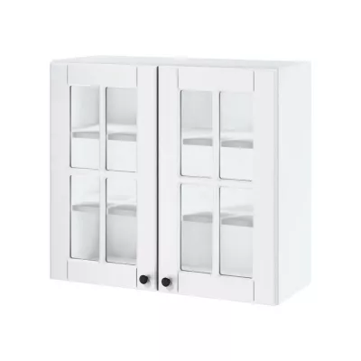 LESJA kétajtós üveges szekrény - szélesség 80 cm, fehér
