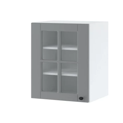 LESJA egyajtós üvegszekrény - szélesség 60 cm, szürke / fehér