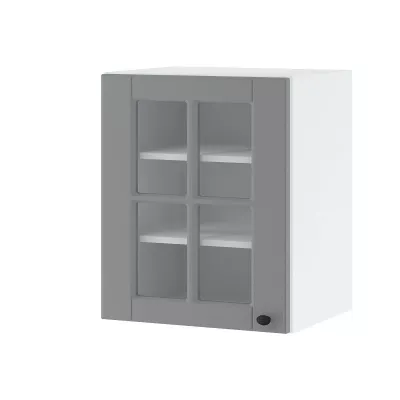 LESJA egyajtós üvegszekrény - szélesség 60 cm, szürke / fehér