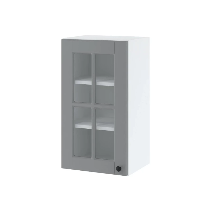 LESJA egyajtós üvegszekrény - szélesség 40 cm, szürke / fehér