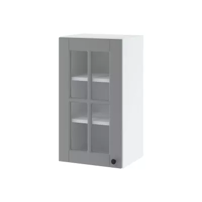LESJA egyajtós üvegszekrény - szélesség 40 cm, szürke / fehér