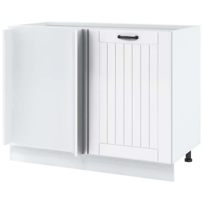 LESJA konyhaszigethez való bővített sarokszekrény - szélesség 105 cm, fehér, lábak 15 cm, bal oldali