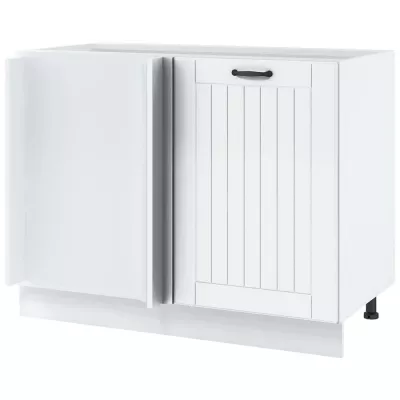 LESJA konyhaszigethez való bővített sarokszekrény - szélesség 105 cm, fehér, lábak 15 cm, bal oldali